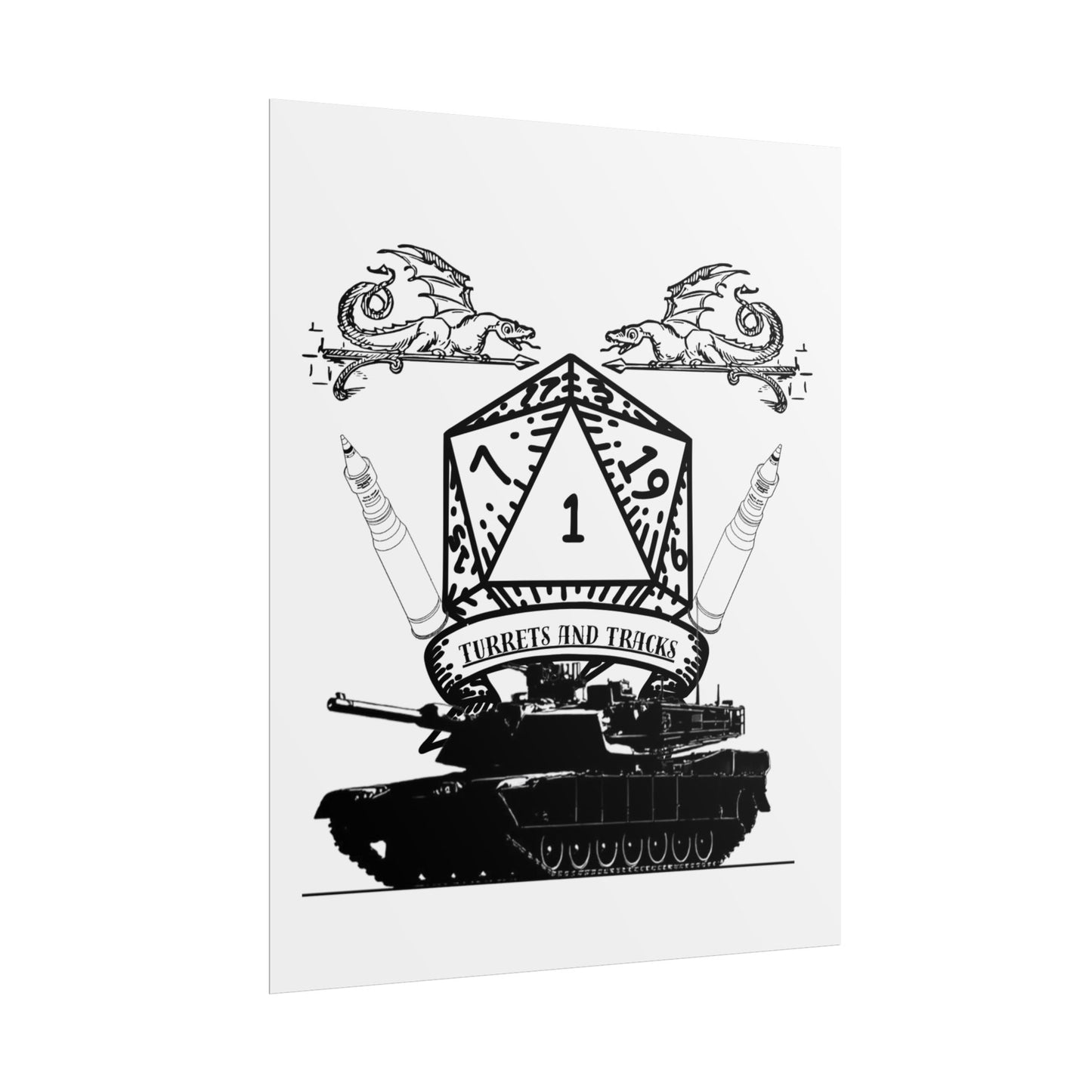 D20 Tank Poster — "Turrets and Tracks" Fantasy Gamer Wall Art