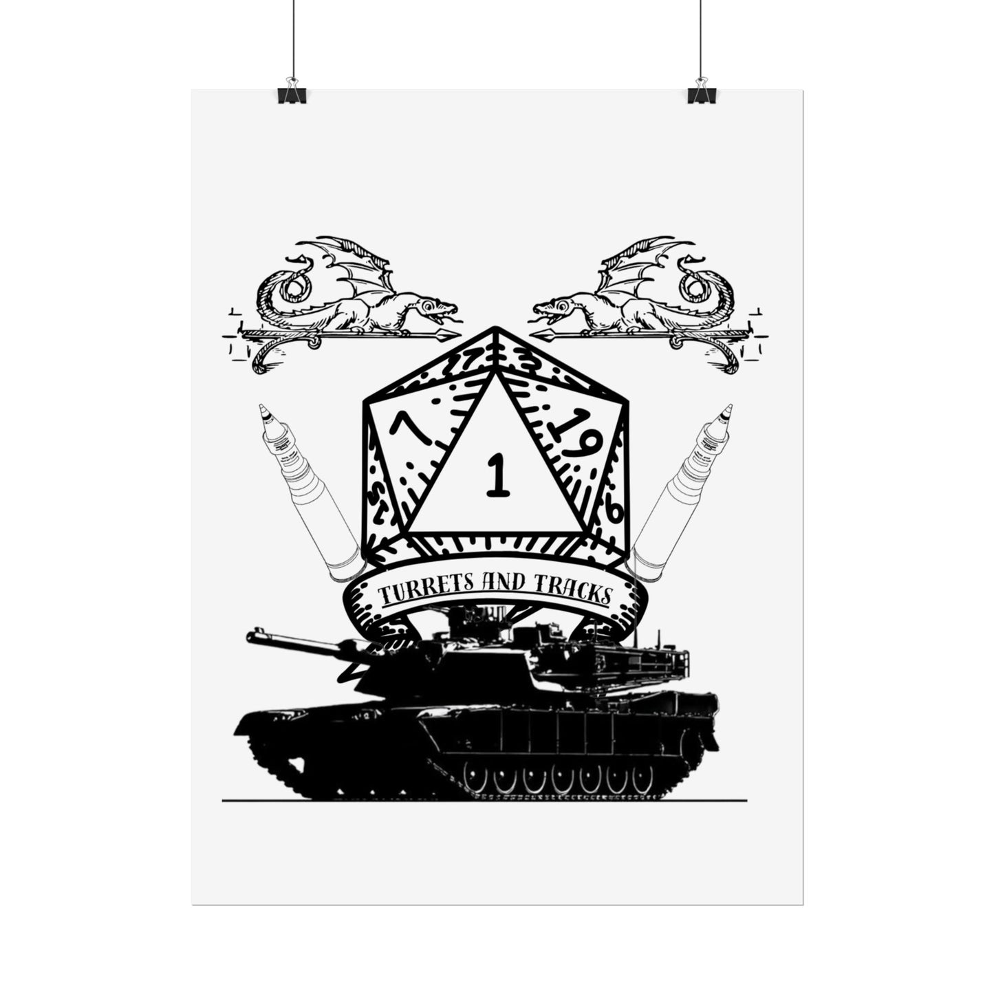D20 Tank Poster — "Turrets and Tracks" Fantasy Gamer Wall Art