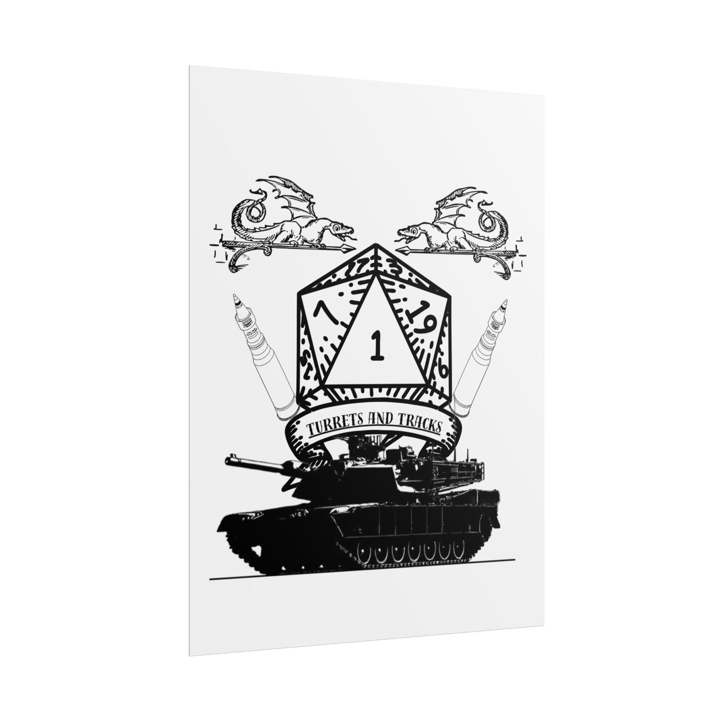 D20 Tank Poster — "Turrets and Tracks" Fantasy Gamer Wall Art