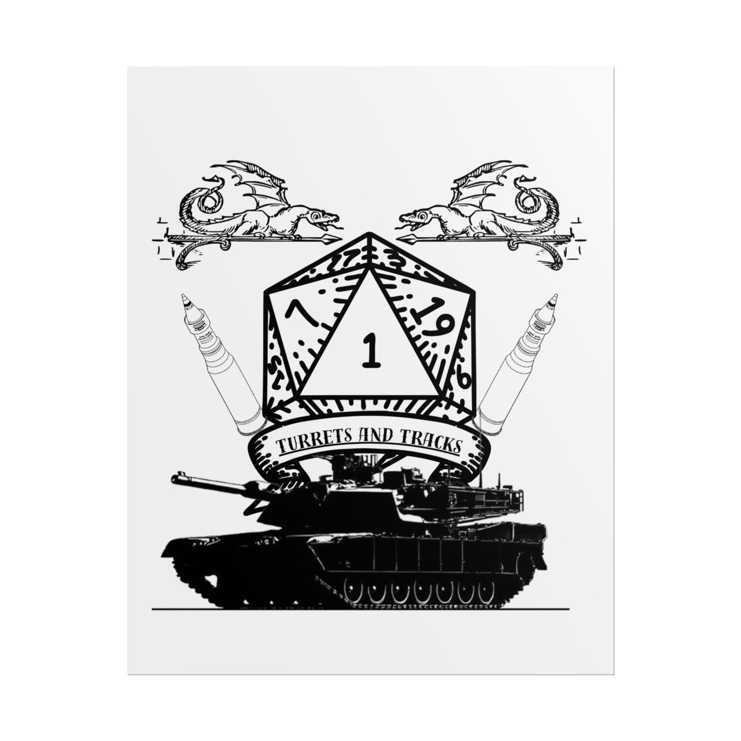 D20 Tank Poster — "Turrets and Tracks" Fantasy Gamer Wall Art