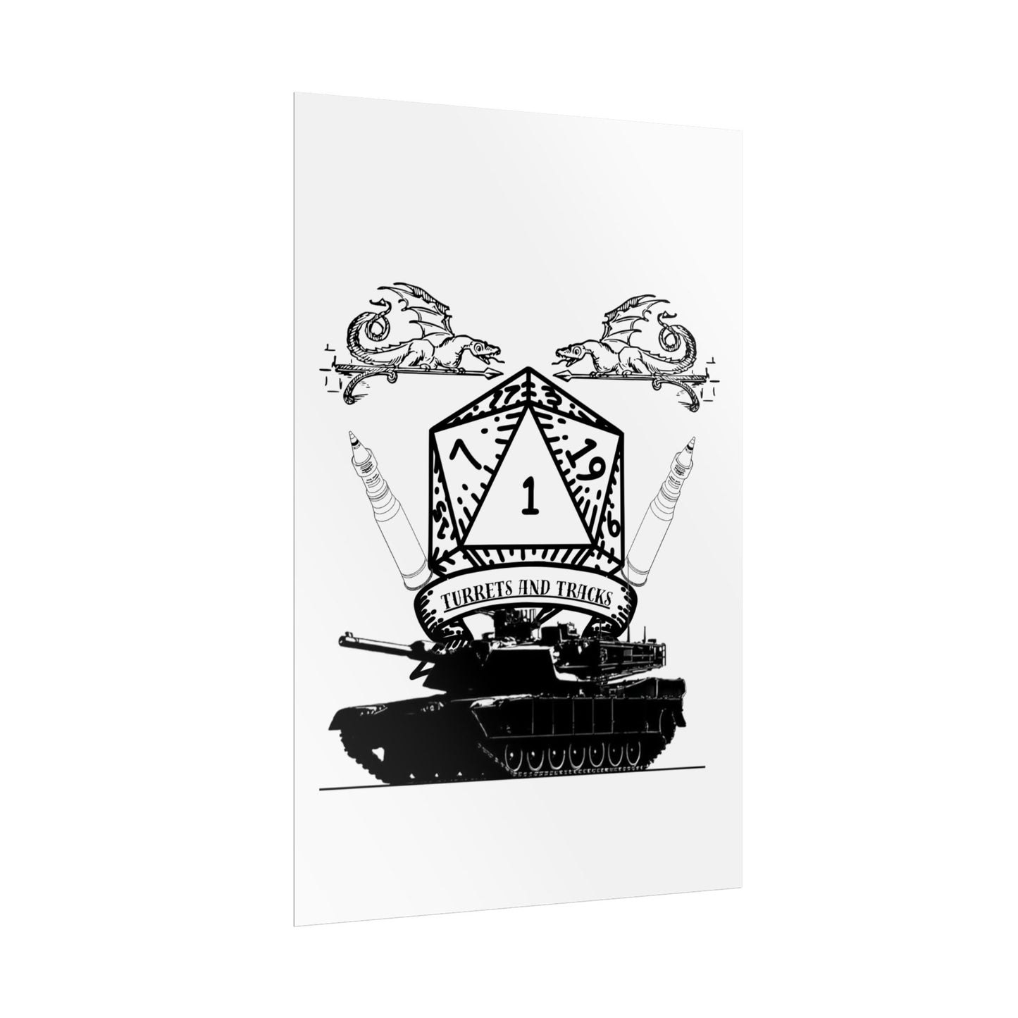 D20 Tank Poster — "Turrets and Tracks" Fantasy Gamer Wall Art