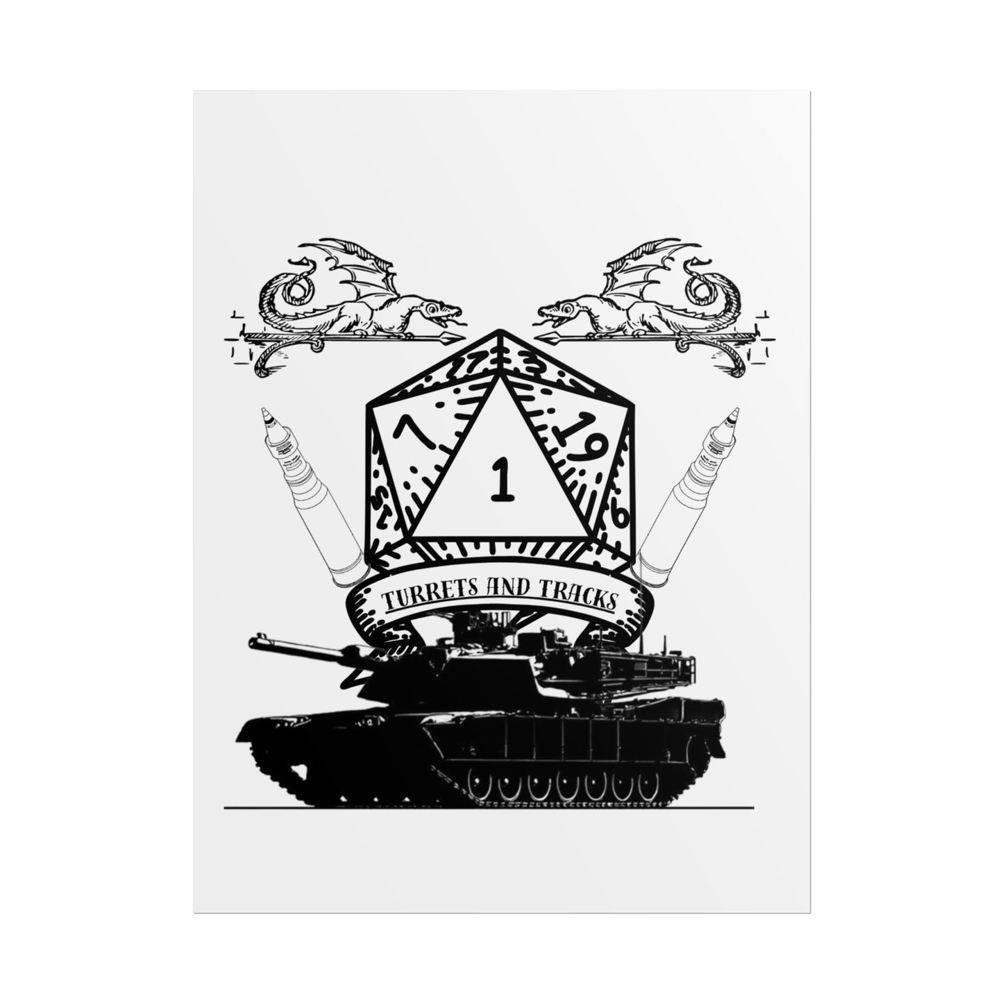 D20 Tank Poster — "Turrets and Tracks" Fantasy Gamer Wall Art